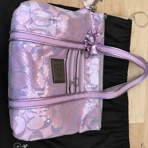 Coach Lavender Sequin Large Tote